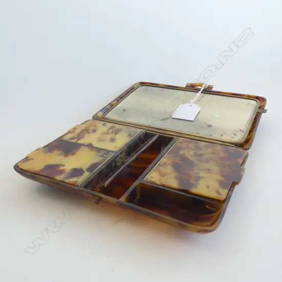 VINTAGE TORTOISESHELL CELLULOID VANITY BOX W.165mm