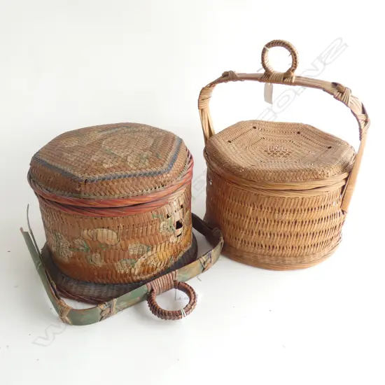 2 OLD ORIENTAL BASKETS (LARGEST DIA 265MM) BOTH A/F