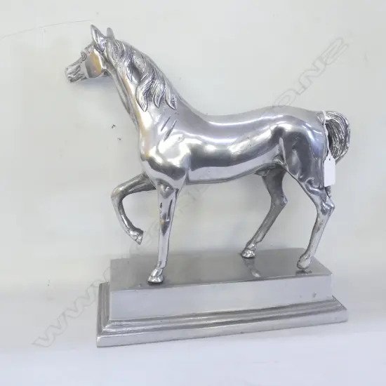 SILVER METAL STALLION ON BASE H.340mm
