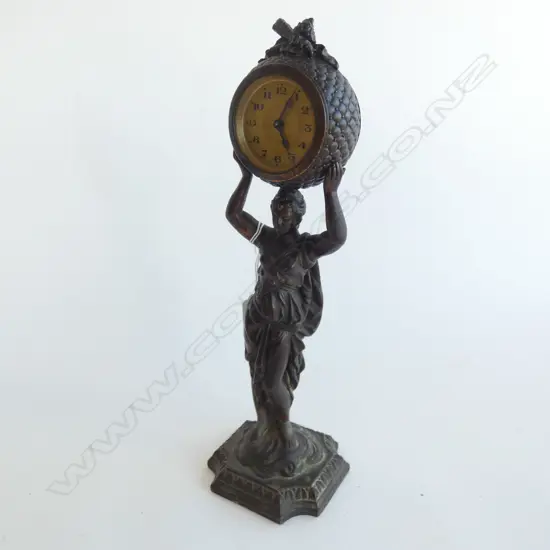 GERMAN SPELTER CLOCK H.300mm WORKING