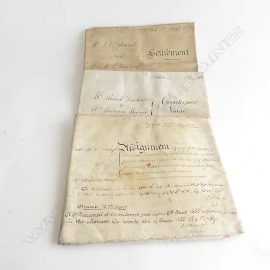 3 19THC PARCHMENT INDENTURES. 1810. 1850 & 1835
