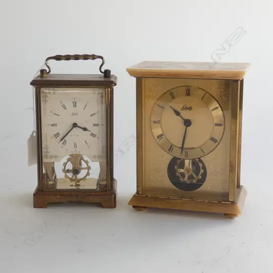 2 SCHATZ GERMAN CARRIAGE CLOCKS C1950 H140 APPARENTLY WORKING 