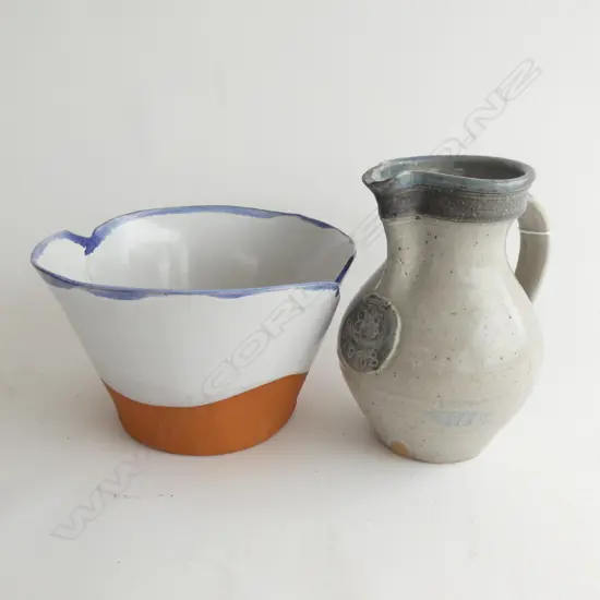 MORRIS & JAMES BOWL + STUDIO POTTERY JUG AF H.230mm