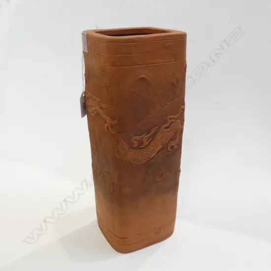 CHINESE REDWARE DRAGON VASE H.310mm
