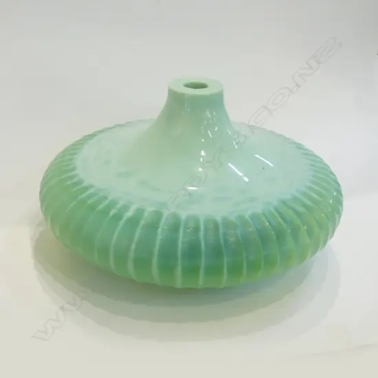UNUSUAL LARGE GREEN GLASS VASE DIA 320MM