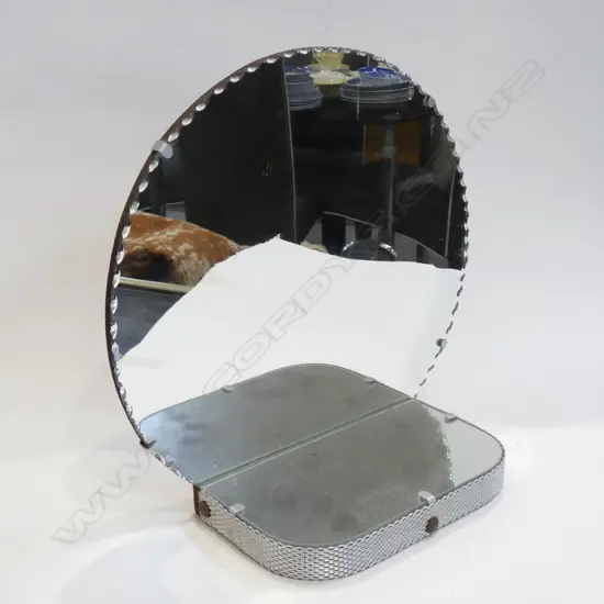 RETRO WALL MIRROR WITH SHELF DIA 290 MM