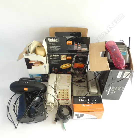 BOX LOT SPEAKER, PHONES ETC
