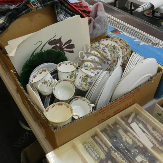 BOX LOT ASST. CHINA; BOOTHS REAL OLD WILLOW, ETC