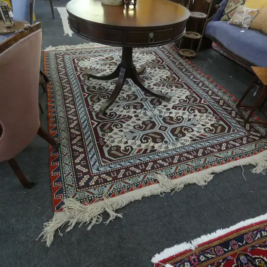 HAND WOVEN FLAT WEAVE ALL WOOL SUMAK RUG...