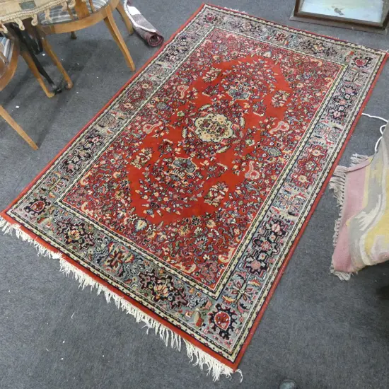 HAND KNOTTED RED WOOL PILE RUG  2000 X 1350 MM