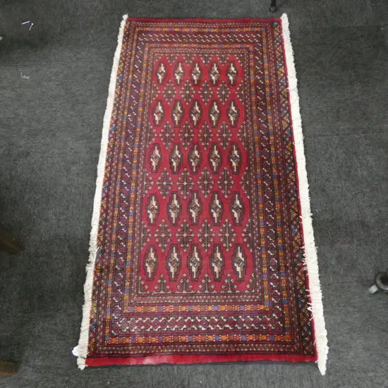 #122A PERSIAN TURKOMAN HAND KNOTTED RUG 130 X 64 CM
