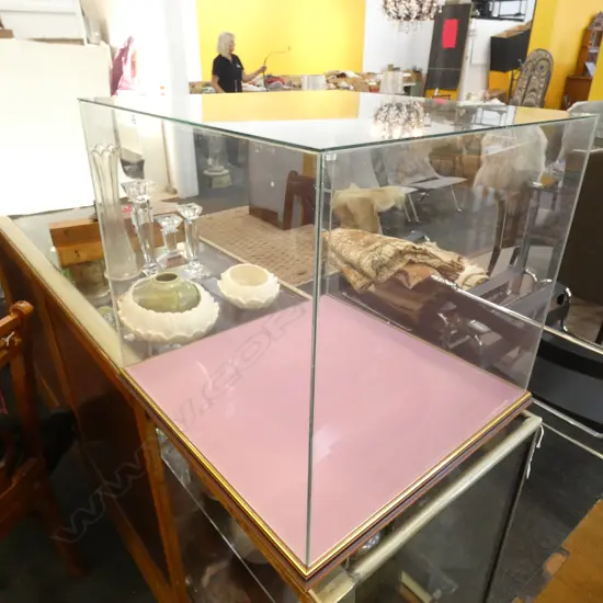 GLASS CUBE DISPLAY CASE...