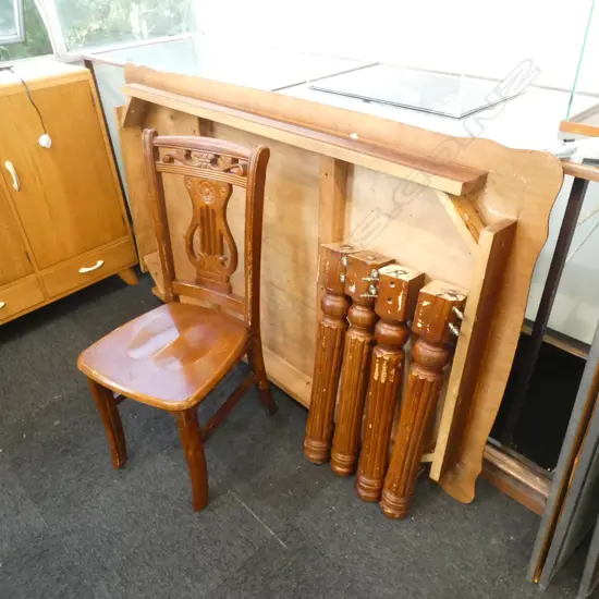 INLAID DINING TABLE & 6 CHAIRS AF