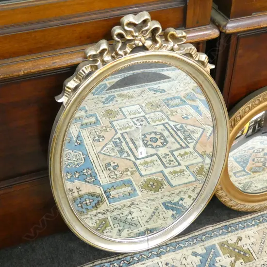 OVAL BEVELLED MIRROR w. RIBBON TOP A/F 860x570mm