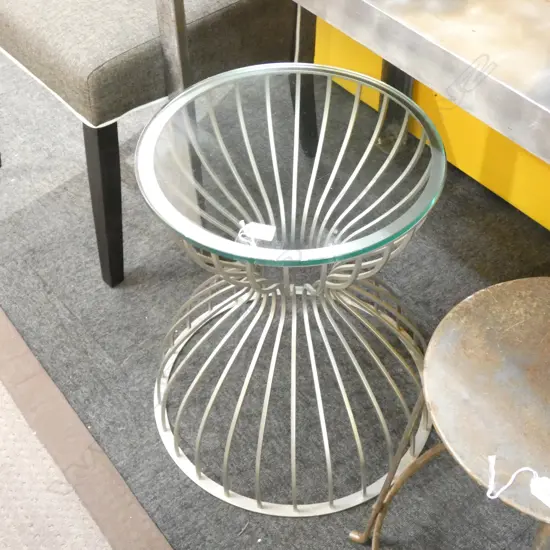 CONTEMPORARY GLASS SIDE TABLE H.520mm 470mm dia