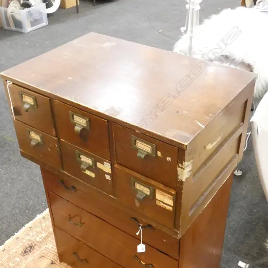 JAPANESE KEYAKI WOOD 6 DRAWER FILE BOX H308 W627 D410