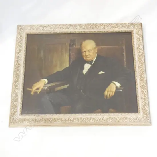 LG FRAMED WINSTON CHURCHILL PORTRAIT PRINT BY ARTHUR PAN  425 X 550MM 