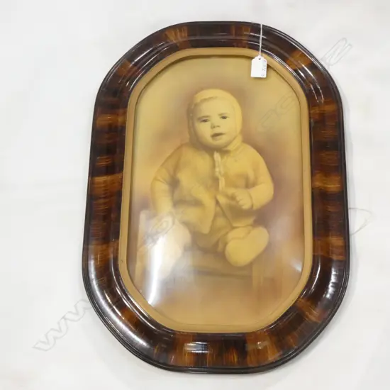 VINTAGE WOODEN FRAMED BABY PORTRAIT 435 X 260MM