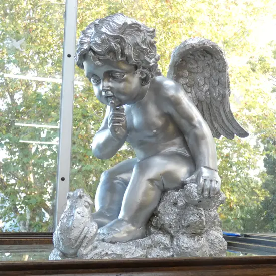 SILVER RESIN ANGEL H.430mm