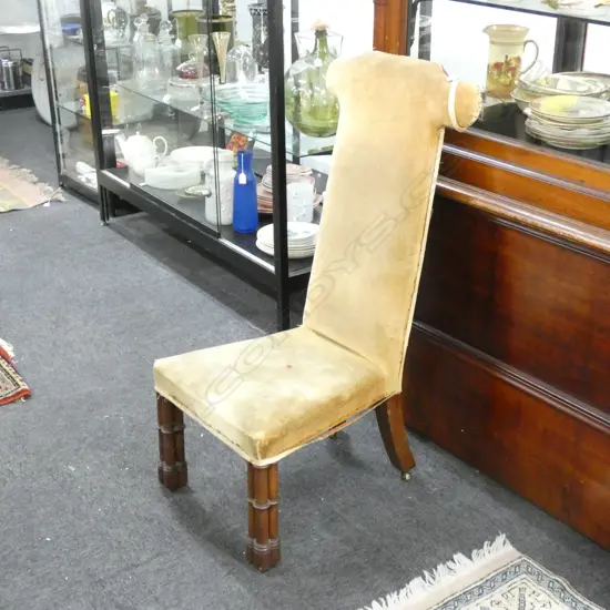 19TH C PRIE DIEU CHAIR, GOTHIC COLUMN FEET 