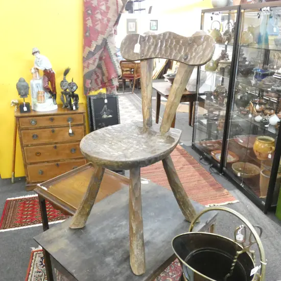 ANTIQUE ADZED WOOD PARLOUR CHAIR