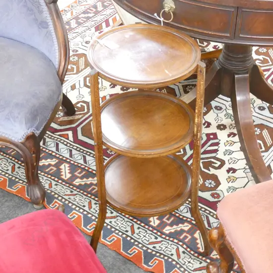 ANTIQUE INLAID TRIPOD TEA TABLE H.630mm 270mm dia