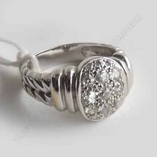 18ct  Y/WG  RE-MODELED OLD CUT DIAMOND DRESS RING  WEIGHT 6.6 GMS