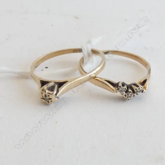 2 9CT GOLD & DIAMOND RINGS 2.1 GRAMS