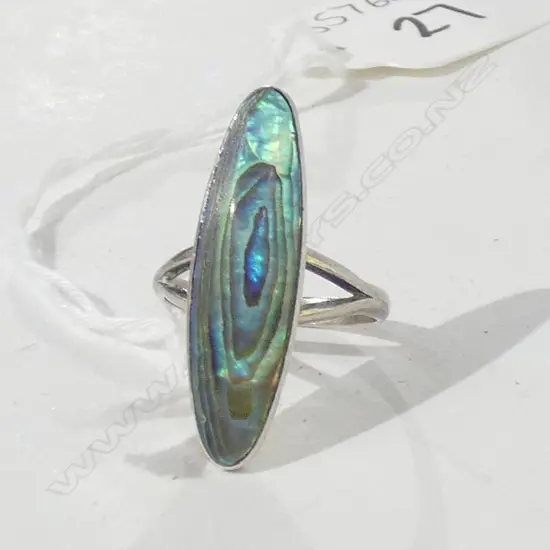 SILVER AND PAUA RING