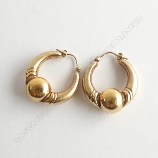 9CT Y/WG HOLLOW FANCY HOOP EARRINGS WEIGHT 3.6 GMS