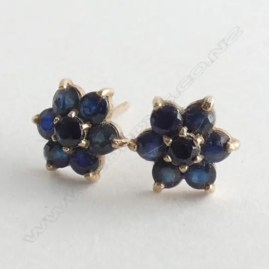 PR SAPPHIRE FLOWER SHAPED EARRINGS; NO BUTTERFLY BACKS 