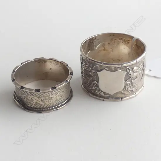 STG SILVER CHINESE NAPKIN RING + ONE OTHER A/F 