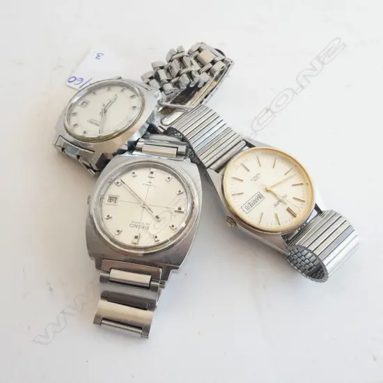 3 VINTAGE GENTS WATCHES; 2 SEIKO, OLYMPIC