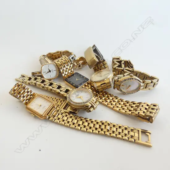 7 LADIES GOLD TONE WATCHES; CITIZEN, SEIKO