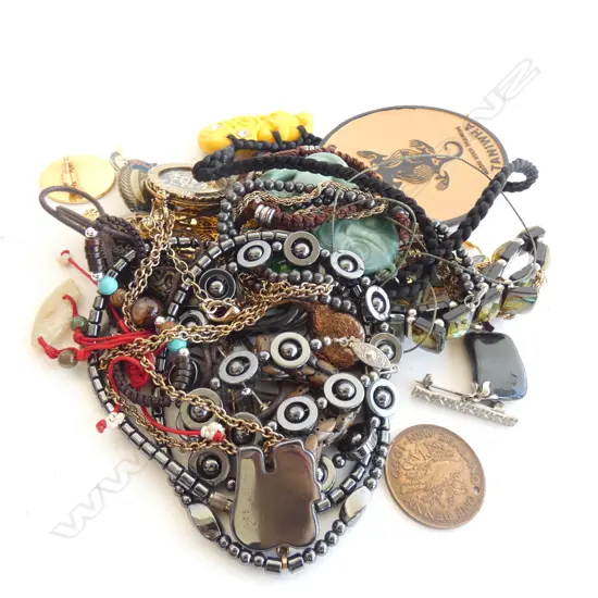 ASST. COSTUME JEWELLERY, BADGES ETC