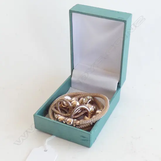 GOLD TONE PANDORA STYLE NECKLACE & 3 BRACELETS