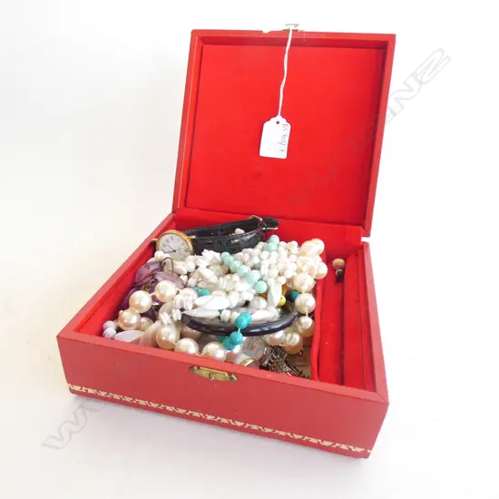 RED BOX ASST. COSTUME JEWELLERY; NECKLACES ETC
