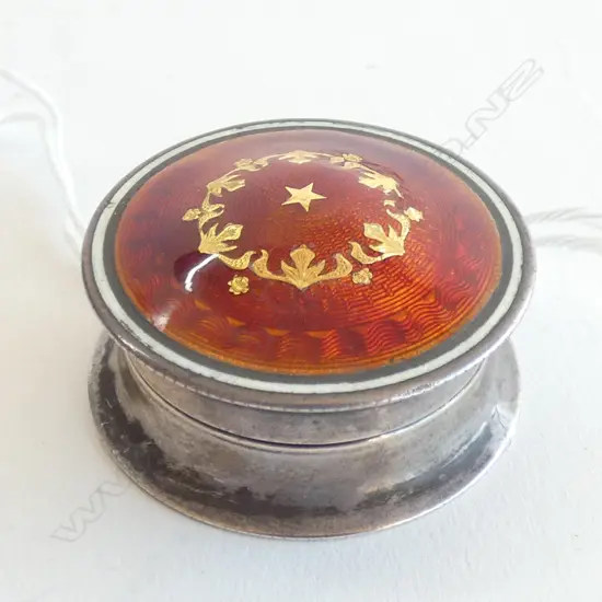 SILVER ENAMEL PILL BOX B'HAM 1910 18 GRAMS