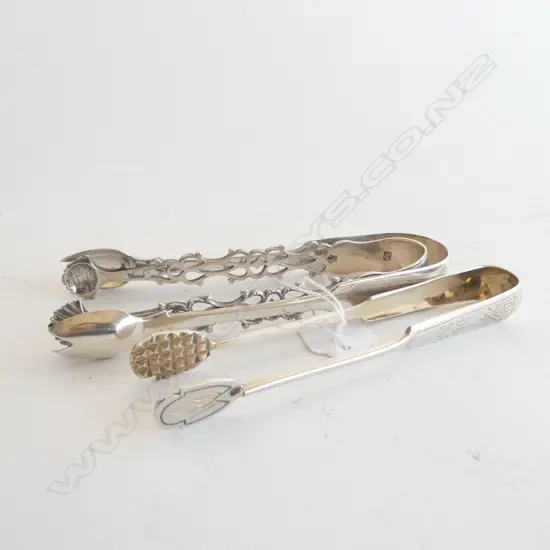3 PRS SILVER TONGS 119 GRAMS