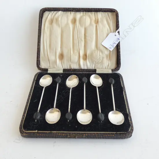 6 DECO COFFEE SPOONS, B'HAM 1928, CASED