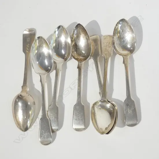 SEVEN GEORGIAN SILVER TEASPOONS FIDDLE PATTERN 161gm