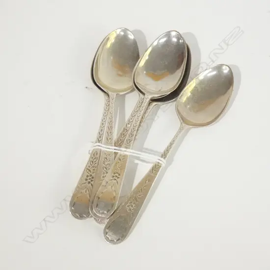 6 GEORGIAN SILVER BRIGHT CUT TEASPOONS 70gm
