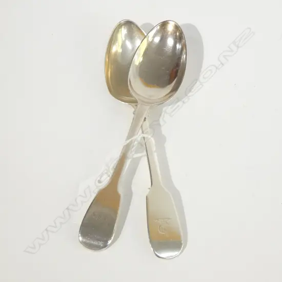 GEORGIAN SILVER DESSERT SPOON & VICTORIAN SILVER DESSERT SPOON FIDDLE PATTERN 85gm