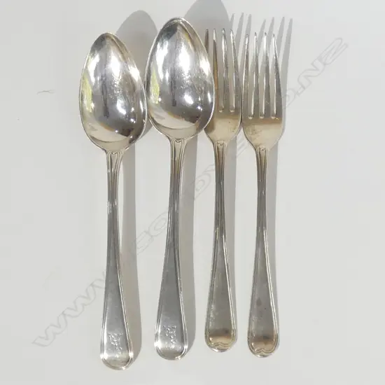 TWO SILVER DESSERT FORKS & TWO SILVER DESSERT SPOONS LONDON 1813 168gm
