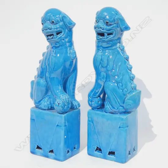 PR CHINESE TURQUOISE GLAZE FOO DOGS  H. 325MM