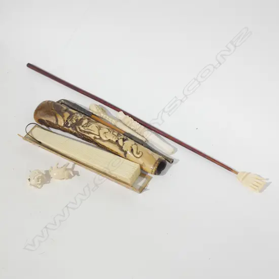 BAG ASST CARVED BONE / IVORY / ANTLER; FAN / ELEPHANTS / PIPES ETC..