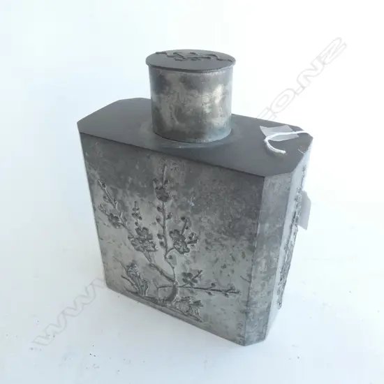 ORIENTAL PEWTER TEA CADDY