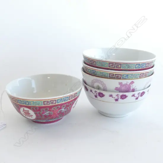5 OLD CHINESE BOWLS - DIA 110MM