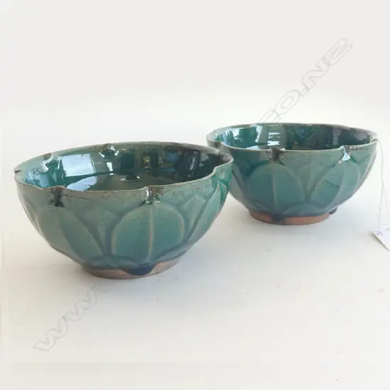 PR ORIENTAL GREEN GLAZE LOTUS BOWLS DIA 120MM