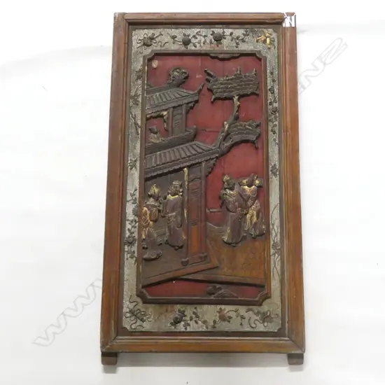 CARVED WOODEN CHINESE PANEL 720x390mm